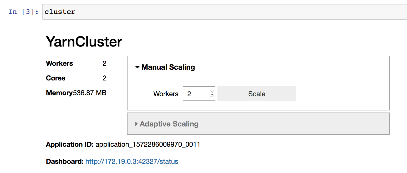 Cluster widget in a Jupyter Notebook